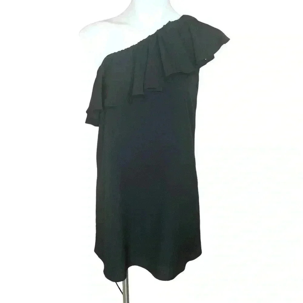 French Connection black One-Shoulder Ruffle mini flounce Dress size XS
